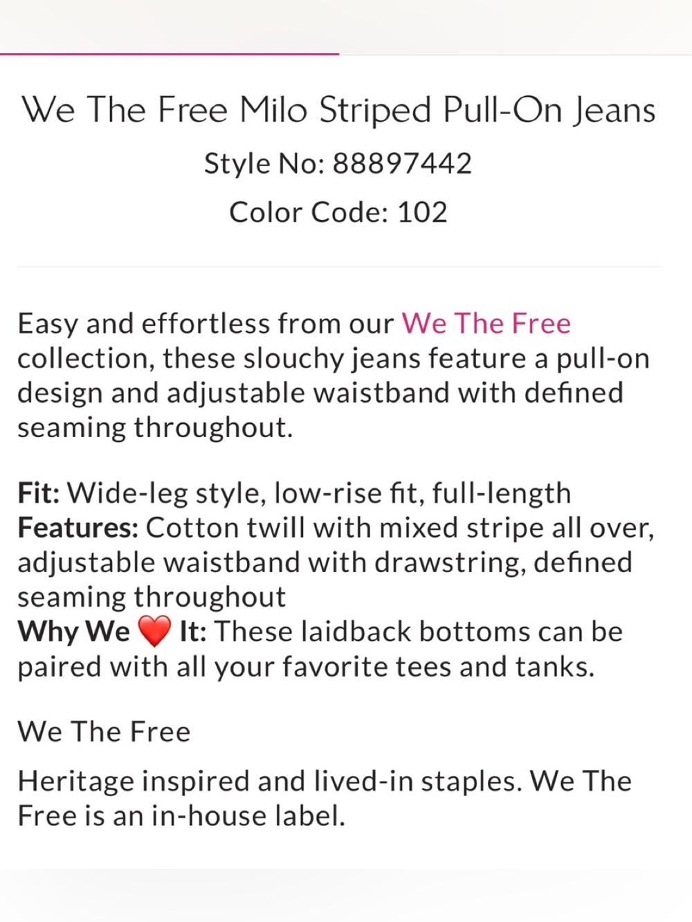 We The Free Milo Striped Pull On Jeans - Picture 10 of 10